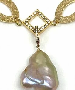 Gigi Kaufman Jewelry Open Link Gold Chain With Soufflé'Baroque Pearl Gifts By Recipient