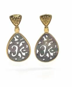 Gigi Kaufman Jewelry Gifts By Recipient Grey Mother Of Pearl And Gold Post Earrings