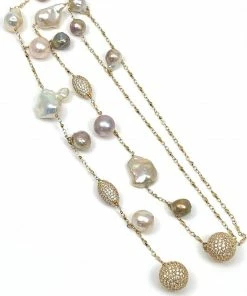 Gigi Kaufman Jewelry Multi Colored Baroque Pearls Lariate Necklace Gifts By Recipient