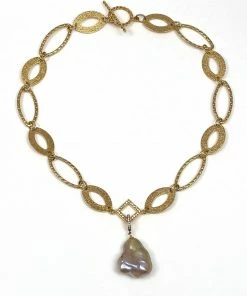 Gigi Kaufman Jewelry Open Link Gold Chain With Soufflé'Baroque Pearl Gifts By Recipient