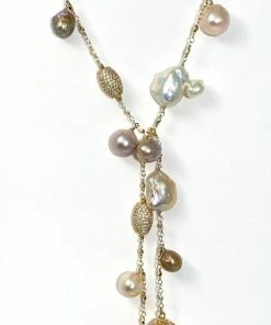 Gigi Kaufman Jewelry Multi Colored Baroque Pearls Lariate Necklace Gifts By Recipient