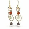 Gigi Kaufman Jewelry Gold Chain Earrings With Carnelian, Prehnite & Smoky Quartz