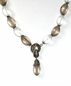 Gigi Kaufman Jewelry Olive Shaped Smokey & Crystal Quartz Necklace Gifts By Recipient