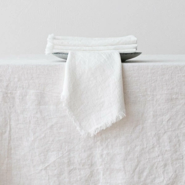 Linen Me Optical White Terra Fringe Linen Napkin 2 Linen Me Optical White Terra Fringe Linen Napkin