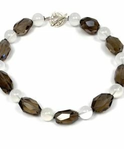 Gigi Kaufman Jewelry Faceted Smokey Quartz With Cloudy Quartz Rounds Necklace Gifts By Recipient