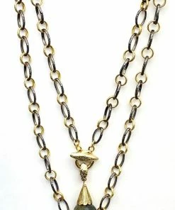 Gigi Kaufman Jewelry Mixed Metal Necklace With Labradorite Charm