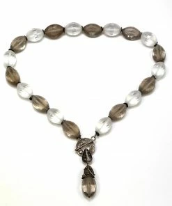 Gigi Kaufman Jewelry Olive Shaped Smokey & Crystal Quartz Necklace Gifts By Recipient