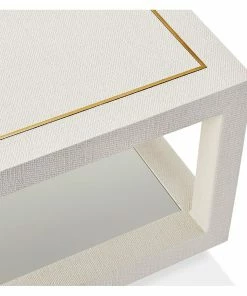 Interlude COCKTAIL TABLE WOOD AND FAUX LINEN Side Tables