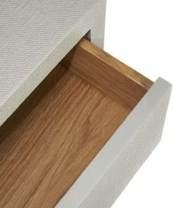 Interlude BEDSIDE CHEST GREY FAUX LINEN Side Tables