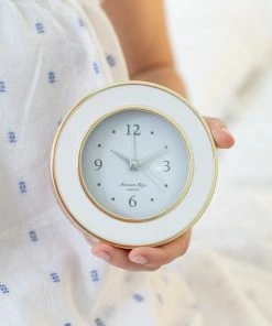 Addison Ross Alarm Clock White And Gold (Round) 5 Addison Ross Alarm Clock White And Gold (Round)