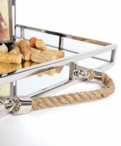 Go Home Ltd Gifts By Occasion Polished Nickel Square Tray With Rope Handles