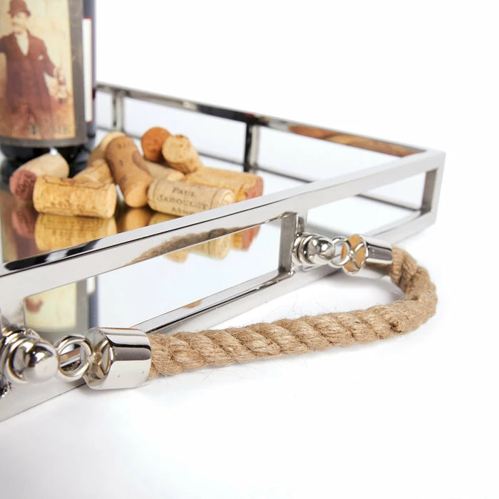 Go Home Ltd Gifts By Occasion Polished Nickel Square Tray With Rope Handles 2 Go Home Ltd Gifts By Occasion Polished Nickel Square Tray With Rope Handles