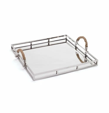 Go Home Ltd Gifts By Occasion Polished Nickel Square Tray With Rope Handles 1 Go Home Ltd Gifts By Occasion Polished Nickel Square Tray With Rope Handles