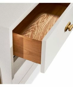 Interlude Side Tables BEDSIDE CHEST WITH LINEN BRASS