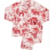 The Cat's Pajamas Safari Toile Luxe Pima Cotton Pajama (RED)