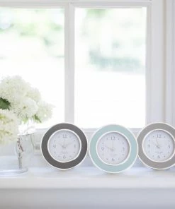 Addison Ross Alarm Clock Taupe And Silver ( Round )