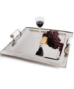 Go Home Ltd Nickel Tray With Bone Handles