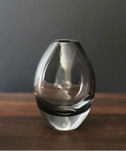 Beatriz Ball Vase Teardrop Smoke Grey Bud