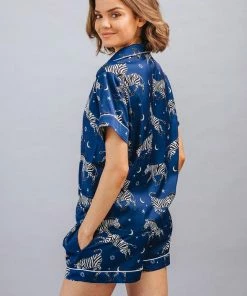 Averie Sleep Isabis Two-Piece Short Pajama Set (Cobalt Blue)