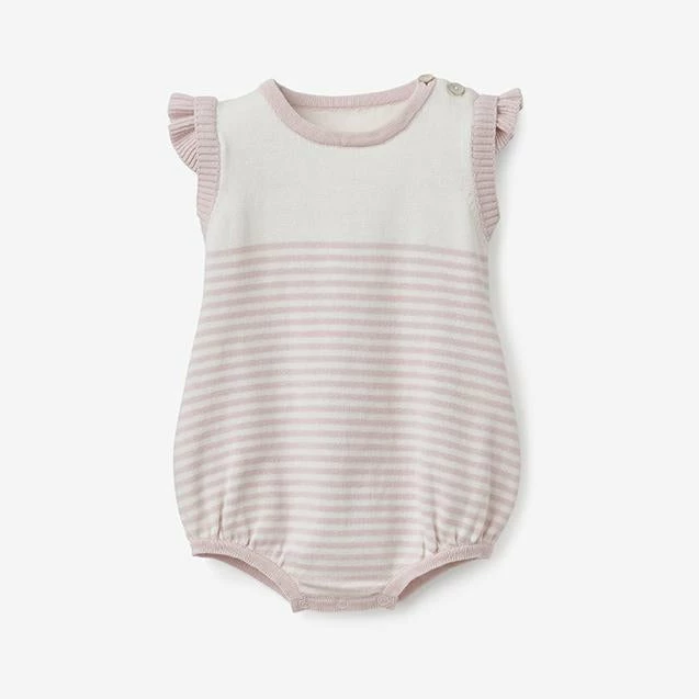 Elegant Baby Baby Romper Blush Mini Stripe Cotton Knit Bubble 1 Elegant Baby Baby Romper Blush Mini Stripe Cotton Knit Bubble
