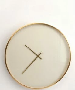 BIDKhome Gifts By Occasion WHITE WALL CLOCK WITH GOLD SIMPLE DIAL