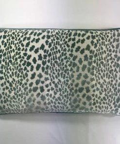 Signature Pillows Anthem Leopard Stripe Aqua Velvet Pillow