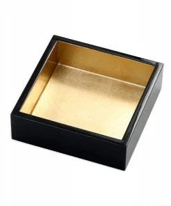 Caspari Black And Gold Lacquer NAPKIN HOLDER Gifts By Occasion
