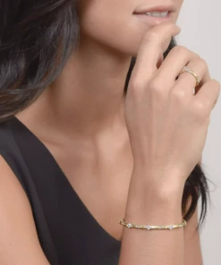 Jude Frances Provence Alternating Quad Beaded Trio Brushed Bangle