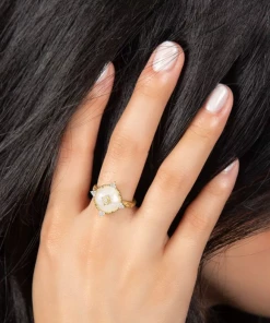 Jude Frances Provence Ring With Four Point Diamond Moonstone Accent