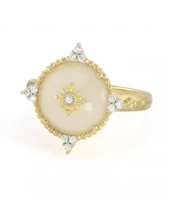 Jude Frances Provence Ring With Four Point Diamond Moonstone Accent