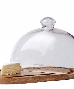 BIDKhome Gifts By Occasion FOOD DOME MANGO WOOD & GLASS OVAL
