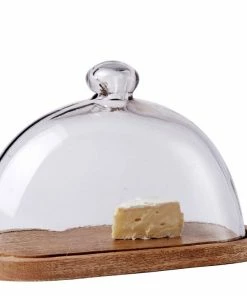 BIDKhome Gifts By Occasion FOOD DOME MANGO WOOD & GLASS OVAL