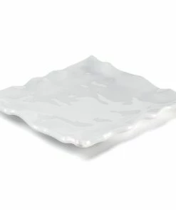 Q Home Gifts By Occasion Large White Square Ruffled Edge Melamine Platter
