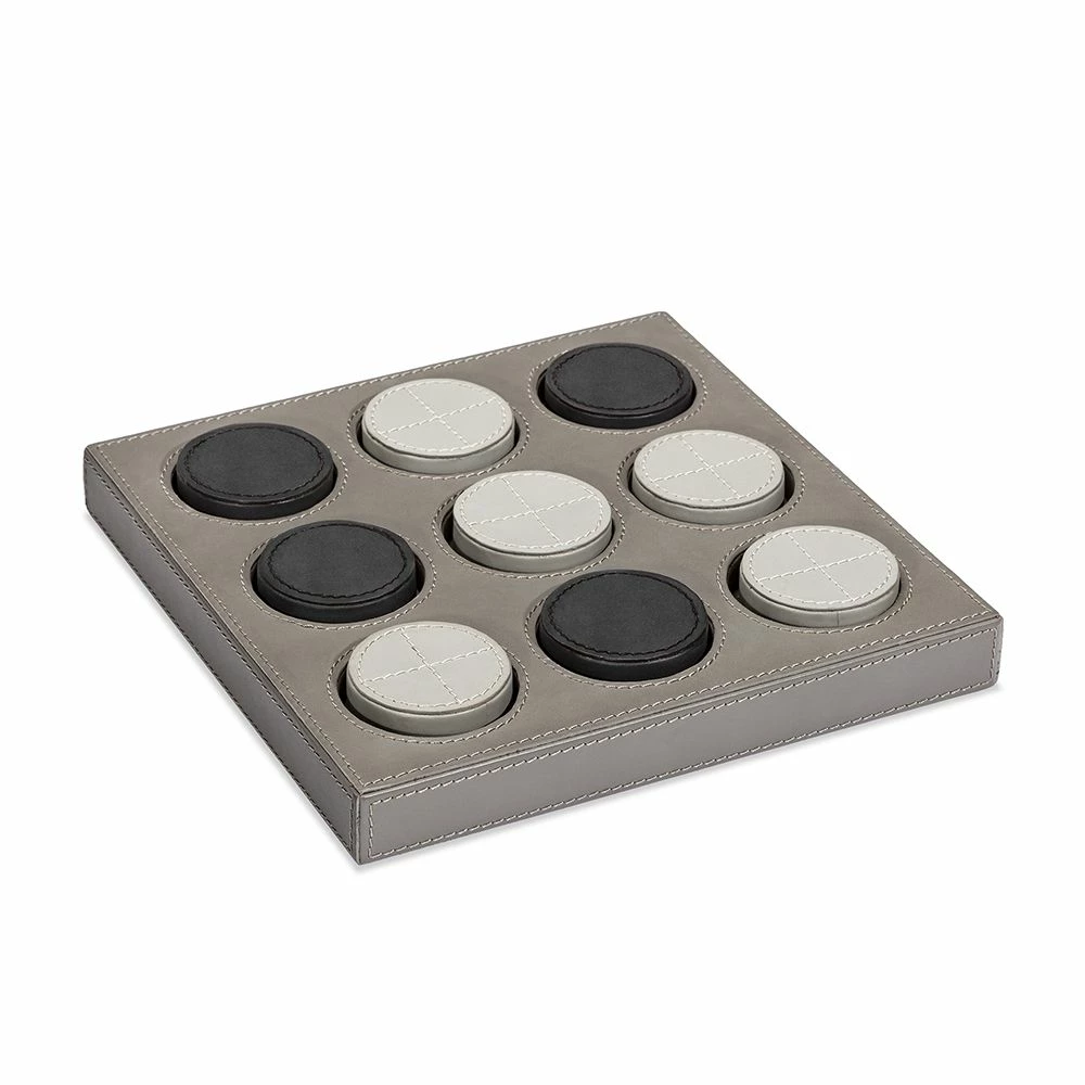 Interlude TIC TAC TOE SET GREY LEATHER 1 Interlude TIC TAC TOE SET GREY LEATHER