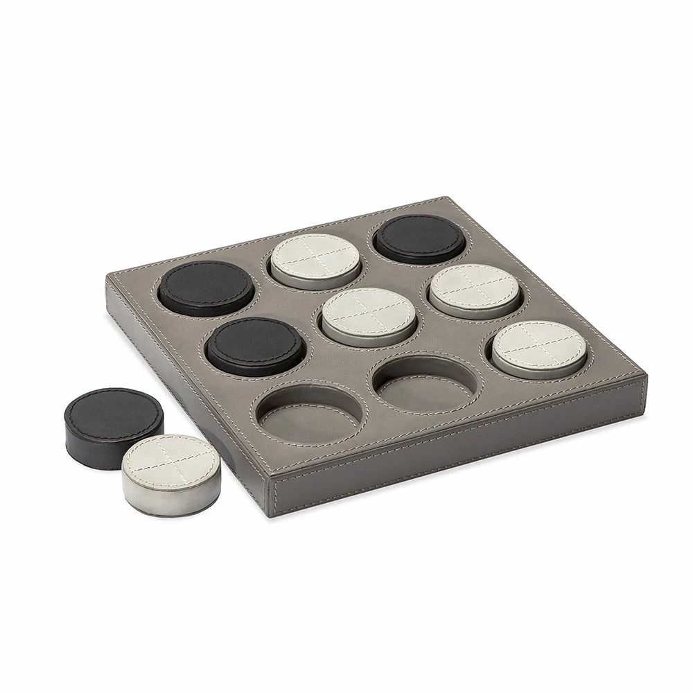 Interlude TIC TAC TOE SET GREY LEATHER 2 Interlude TIC TAC TOE SET GREY LEATHER