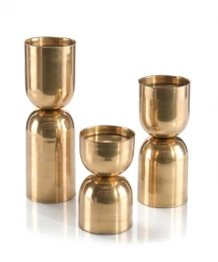 John Richard Gifts By Occasion CANDLEHOLDERS ANTIQUE BRASS SET OF 3