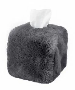 Evelyn Prelonge Smokey Grey FAUX FUR Square Tissue Cover Gifts By Occasion