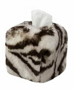 Evelyn Prelonge White Tiger FAUX FUR Square Tissue Cover Gifts By Occasion