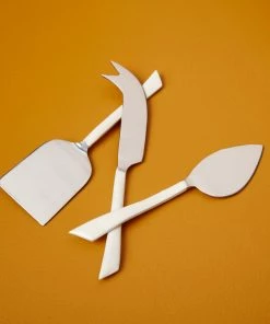 Be Home Gifts By Occasion Cheese Spreader Set Stainless And White Dipped Enamel