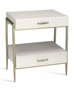 Interlude BEDSIDE CHEST FAUX LINEN