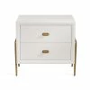 Interlude Side Tables BEDSIDE CHEST WITH LINEN BRASS