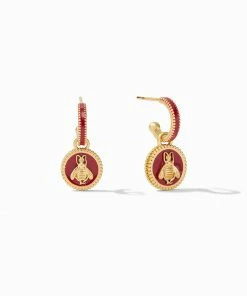 Julie Vos Bee Cameo Hoop & Charm Earring