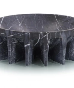 John Richard Gifts By Occasion BOWL BLACK MARBLE SCALLOPED BASE