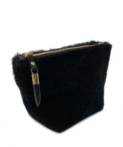 Kempton & Co Black Shearling Makeup Bag Gifts By Occasion