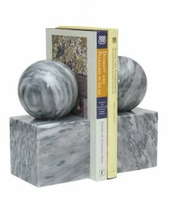 Marble Crafters Gifts By Occasion BOOKENDS BALL ON CUBE (POLISHED GREY)