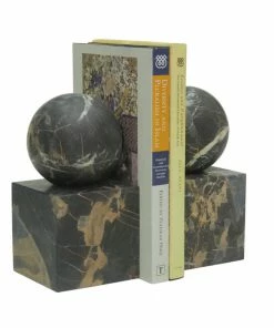 Marble Crafters Gifts By Occasion BOOKENDS BALL ON CUBE (BLACK AND GOLD)