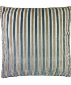 Signature Pillows Anthem Taupe And Teal Stripe Pillow