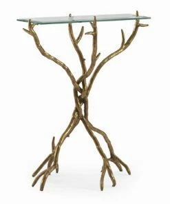Century Furniture CHAIRSIDE TABLE GLASS TOP BRASS TWIG Gifts By Occasion