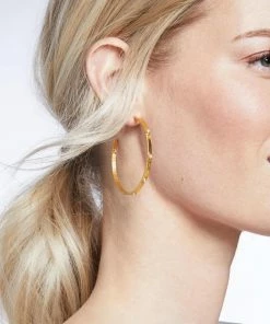 Julie Vos Crescent Stone Hoop (Available In 4 Variants)