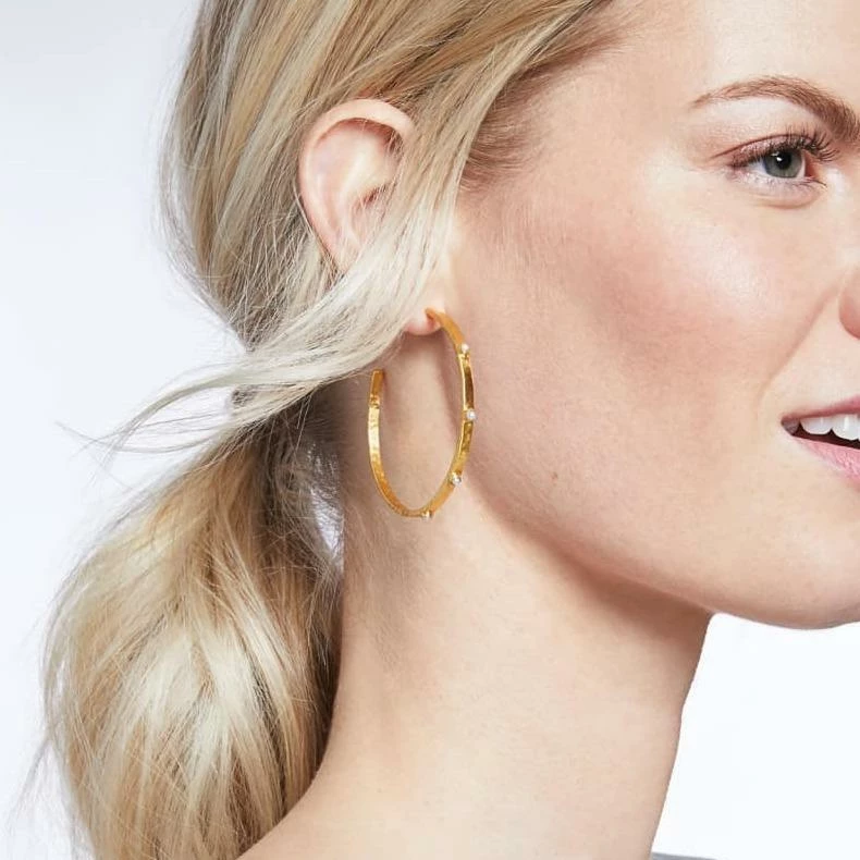 Julie Vos Crescent Stone Hoop (Available In 4 Variants) 2 Julie Vos Crescent Stone Hoop (Available In 4 Variants)